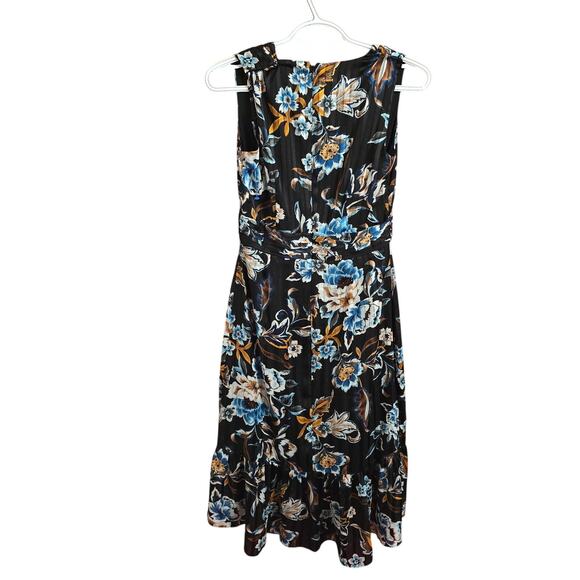 White House Black Market A-Line Ruffle Midi Floral Dress Size 0 - Picture 2 of 4